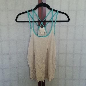 Anthropologie Cream and seafoam green tank top. S.